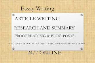 write essay, article, research and summary