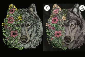 digitize sew out picture into embroidery, dst, pes, design,