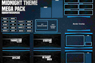 midnight theme twitch overlay pack