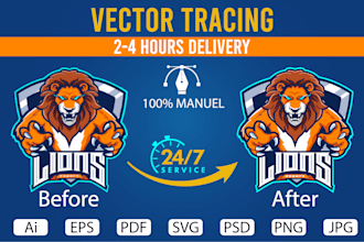 do vector tracing, line art tracing, and redraw logo