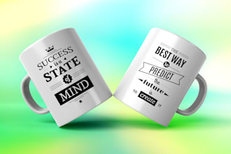 create custom typography coffee mug design