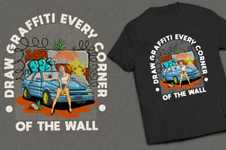 do awesome graffiti font, graphic tshirt design, pop art, sticker design