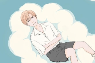 draw anime style digital art portrait painting