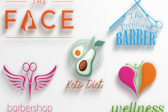 design barber shop, hair salon, fitness, and website logo