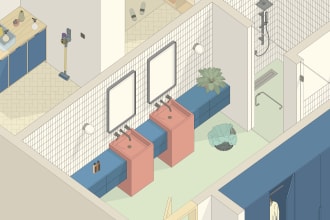 create an architecture elevation, section and axonometry