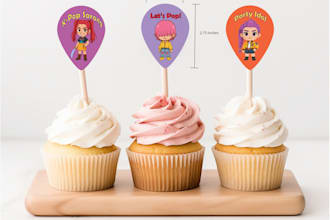 creat printready cupcake topper and tags for etsy and others
