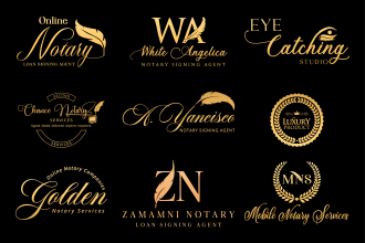 design notary, cursive, handwriting, signature logo