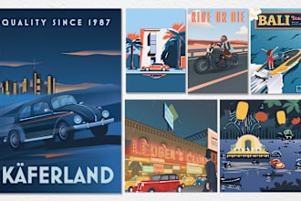 design art deco, vintage, retro, or vector art poster