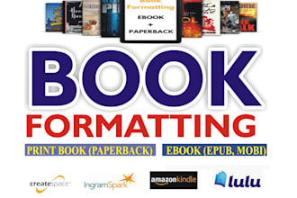 do book formatting, kindle ebook formatting and paperback formatting for