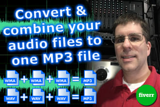 combine and convert multiple audio files to a single mp3 file