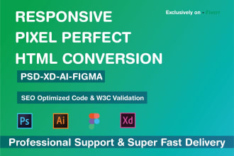 convert figma to html, sketch to html, psd to html responsive bootstrap5