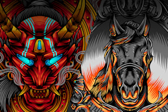 create framed illustrations for tshirts and merchandise