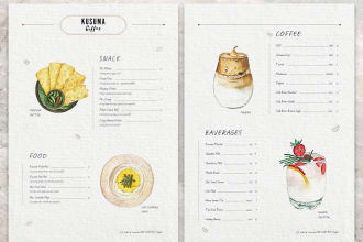 illustrate delicious foods for your menu