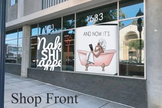 do amazing shop front, store front window graphics,signage,vinyl sticker