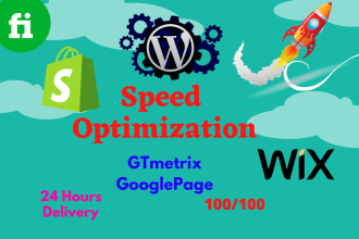 speed up wix shopify wordpress website score on gtmetrix and pagespeed insights