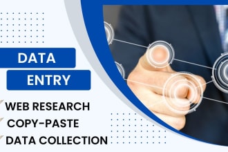 data entry, web research, copy paste, email list building