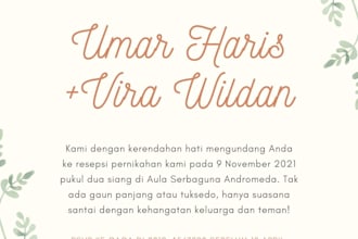 design a wedding card or invitation card for any event