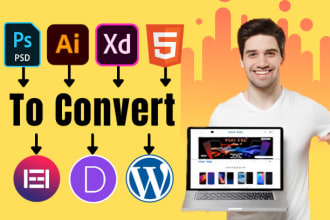 convert PSD to wordpress, figma, xd, html to responsive website