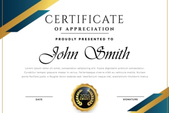 design completion, appreciation and achievement certificate