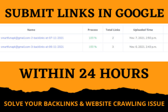 do website and backlinks indexing in google within 24 hours