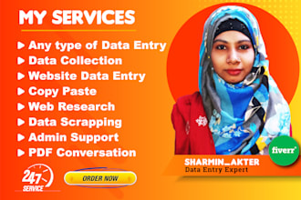 be your virtual assistant for any data entry, copy paste, web research