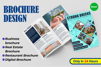 design company profile, digital trifold brochure design, and marketing booklet