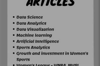 write articles on data science,ai,ml,sports analytics