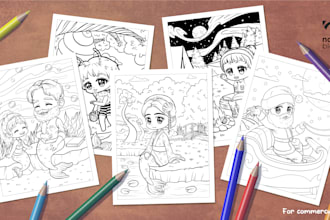 draw coloring book pages in chibi style