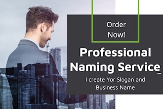 professionally create your business name, with tag line