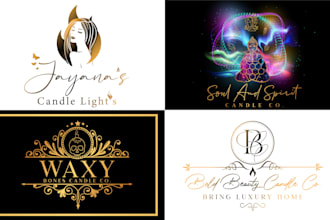 design a minimal candle logo and candle label