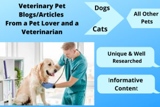 write professional veterinary pet articles and dog blog
