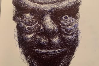 create a horror themed monster in ink