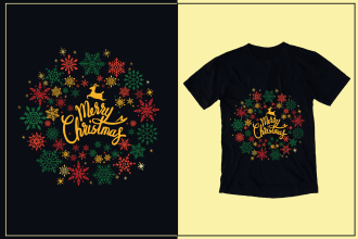 create custom christmas new year watercolor typography t shirt designs