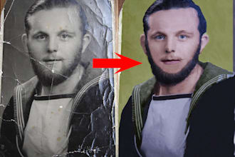 professional restore and colorize old photos in an hour