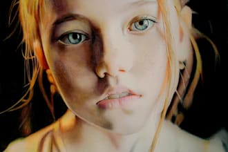 realistic portraits made with colored pens