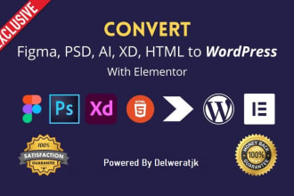 convert PSD, xd, figma or HTML to elementor