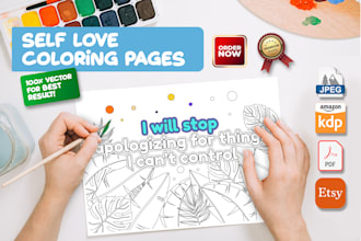 design self love, affirmation quotes coloring book pages