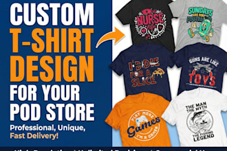 create custom pod t shirt design for etsy, amazon, shopify store