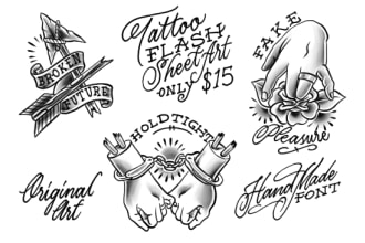 draw traditional tattoo flash art with original drawing