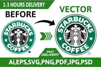 do edit,recreate,convert raster image, logo to vector