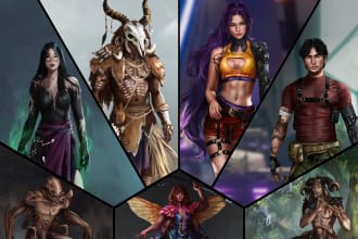 draw realistic character design and concept art