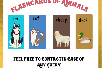 design 50 flashcards of animals