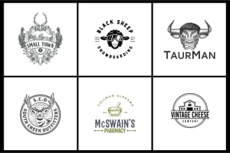 design vintage retro logo with hand drawn engraving style