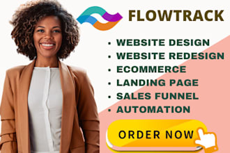 design and redesign flowtrack website, flowtrack landing page,flowtrack workflow