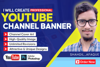 create professional youtube cover art or channel banner