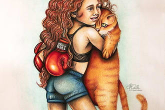 create a character, drawn of you, your furry friend