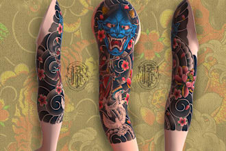 do awesome original japanese tattoo, irezumi tattoo design
