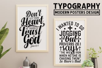 create bulk typography modern posters for you