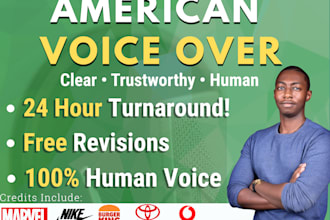record a commercial american male voice over for videos