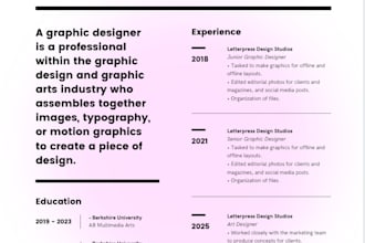 design and edit a crisp, clean resume, CV, or cover letter